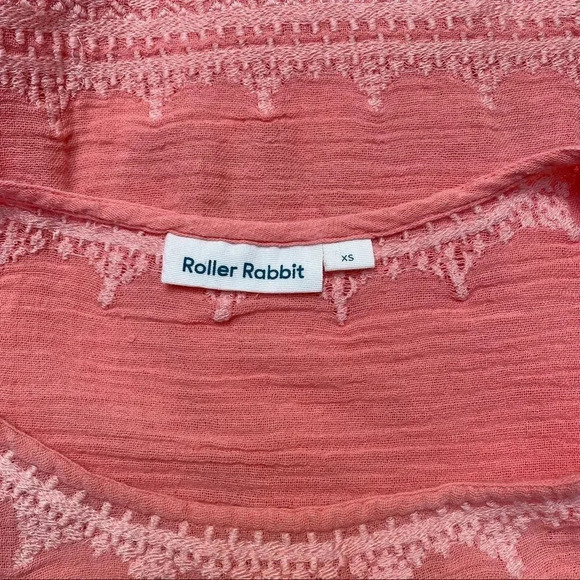 Roller Rabbit Lalla Embroidered Tassel Hem Pink Cotton Top XS Boho Summer - Picture 14 of 15
